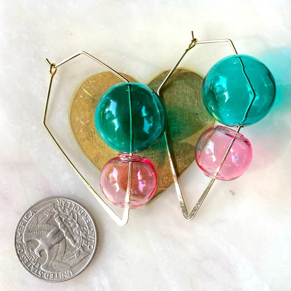 Glass Balls Triangle Earrings - Picture 6 of 8